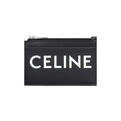 CELINE Zipped Card Holder In Smooth Calfskin With Celine Print Zipped compact card holder "Black"