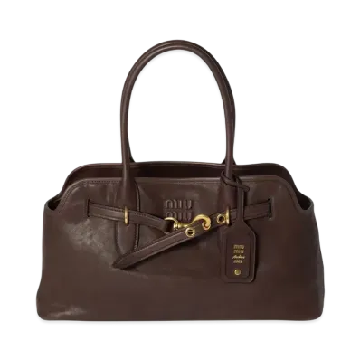 MIUMIU Aventure Nappa Leather Bag Large "Brown"