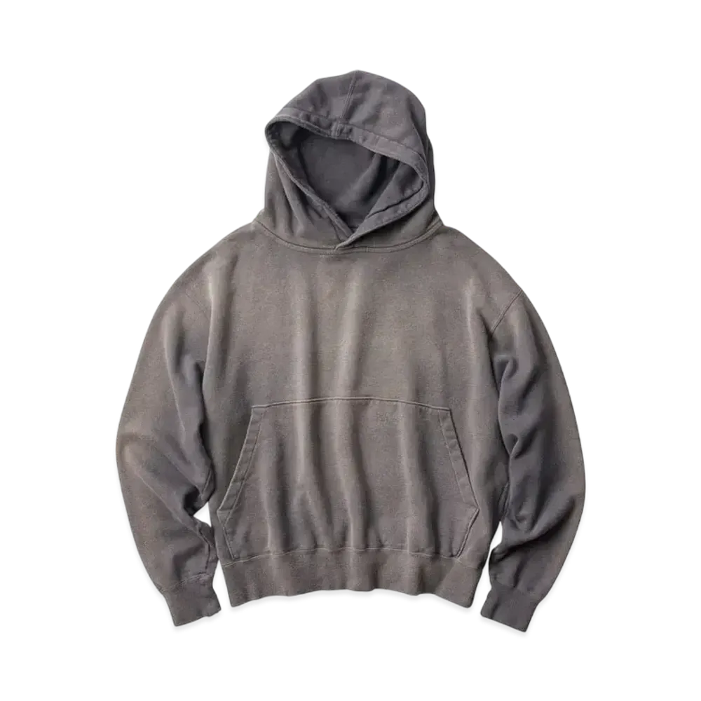 KURO Used Dyed Damage Pull Parka Sweat "Black"