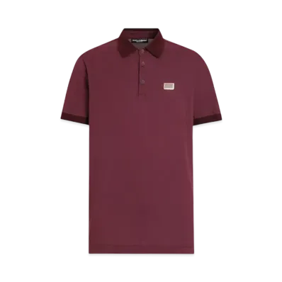 DOLCE&GABBANA Cotton Polo-Shirt With Logo Tag "Burgundy"