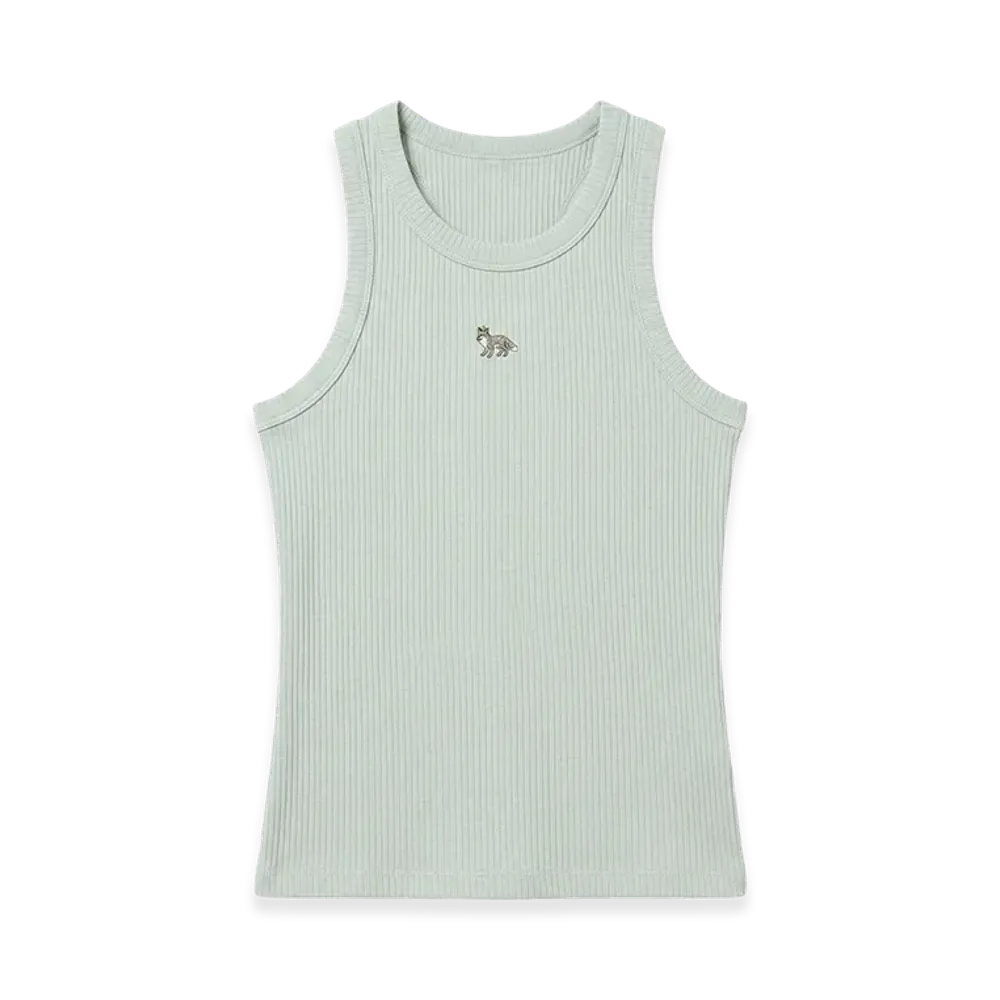 Maison Kitsune Women's Baby Fox Ribbed Tank Top "Mineralgray"