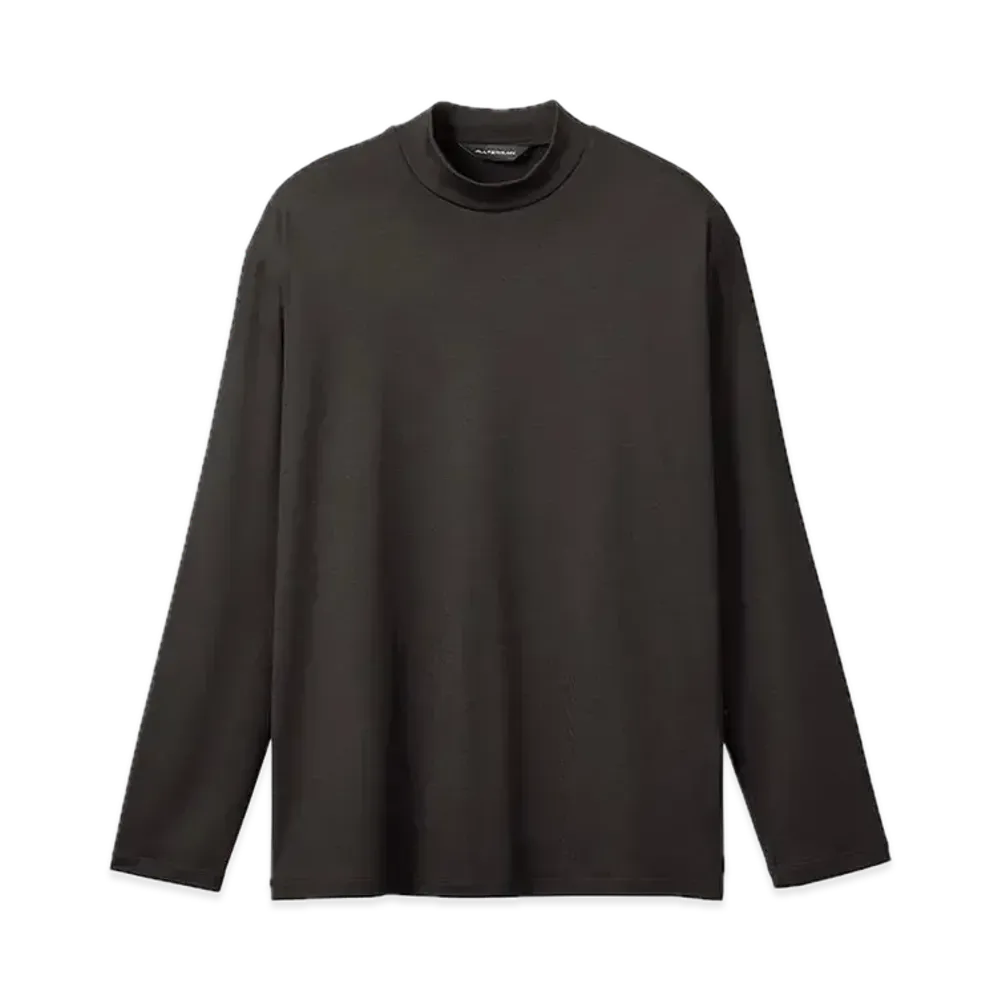 DESCENTE ALLTERRAIN Wool Mix Mock Neck Long Sleeve T-Shirt "Dark Gray"