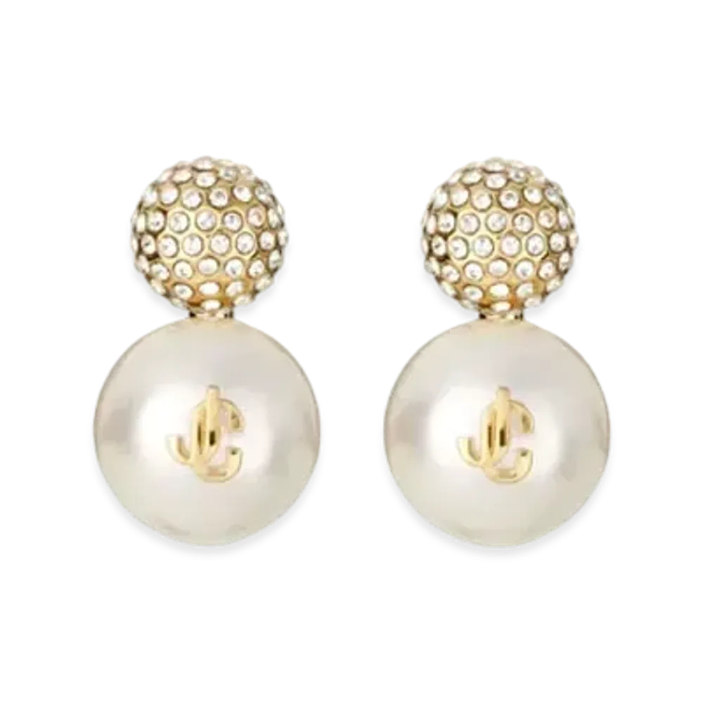 Jimmy Choo Auri Earring/S Perl X with Crystal "Gold"