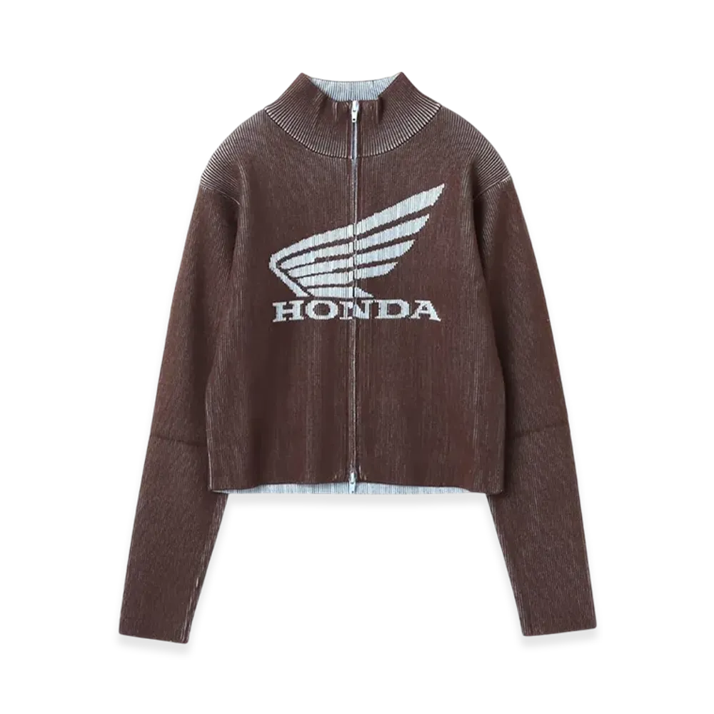 atmos pink x HONDA Zip Up Knit Cardigan "Brown"