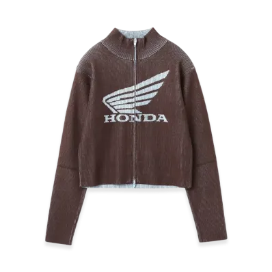 atmos pink x HONDA Zip Up Knit Cardigan "Brown"