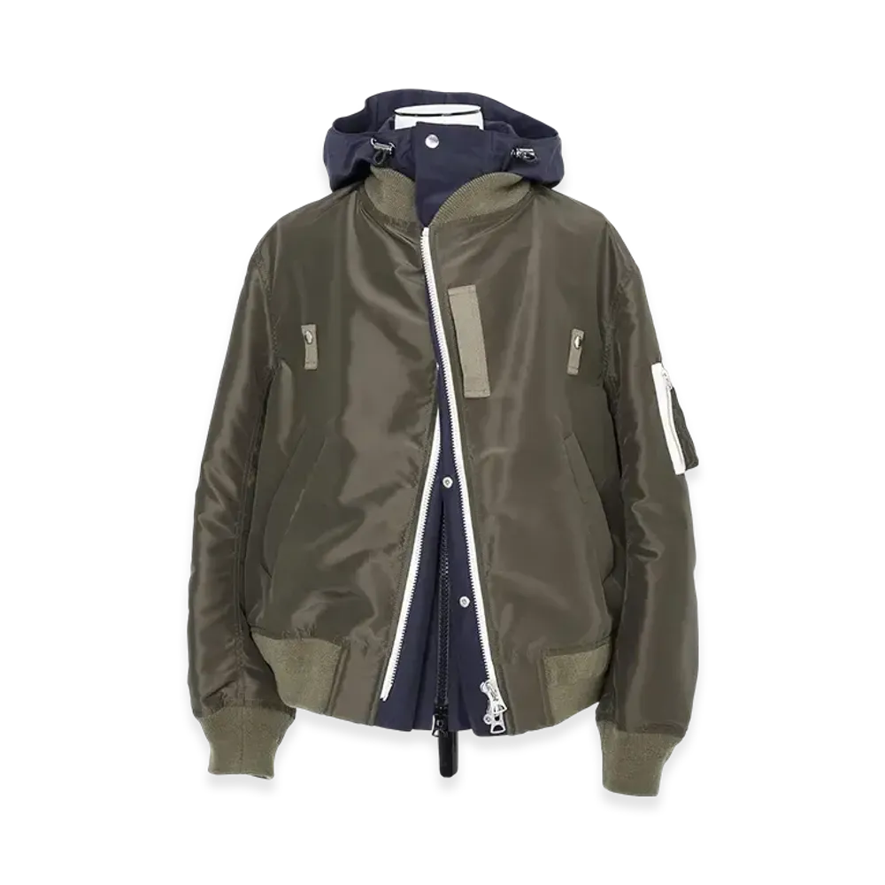 sacai Nylon Twill x Grosgrain Blouson "Dark Khaki/Navy"