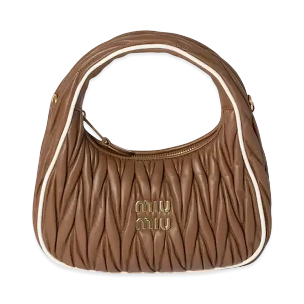 MIUMIU Wander Matelasse Nappa Leather Bag "Brown/White"