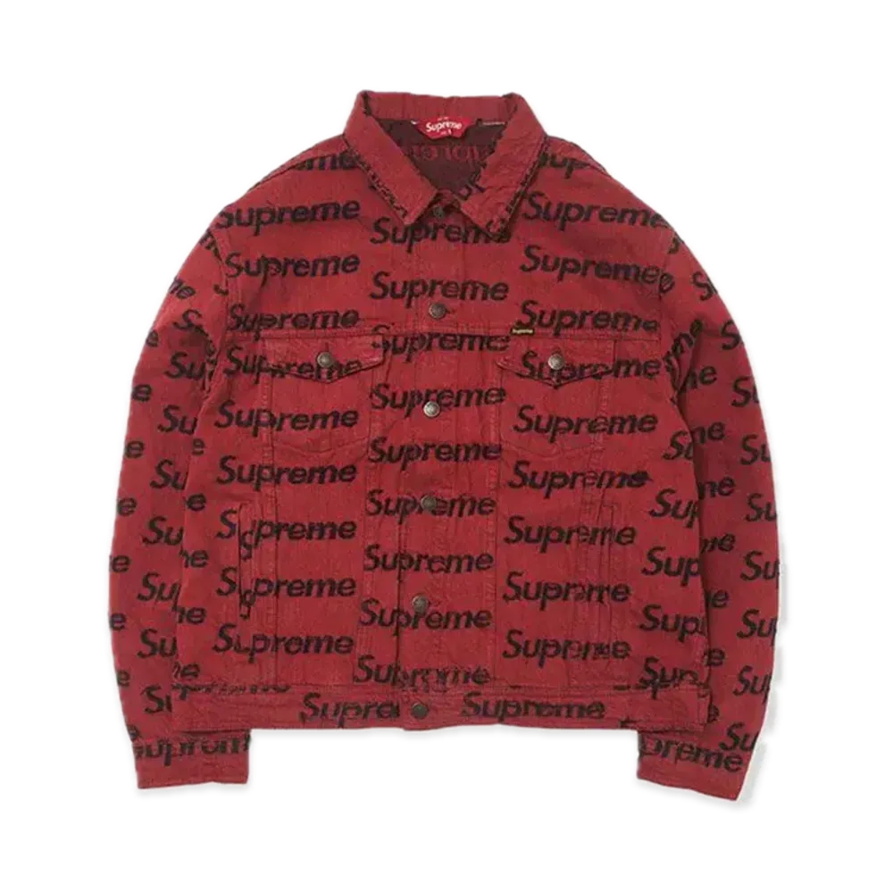Supreme Frayed Logos Denim Trucker Jacket "Red"