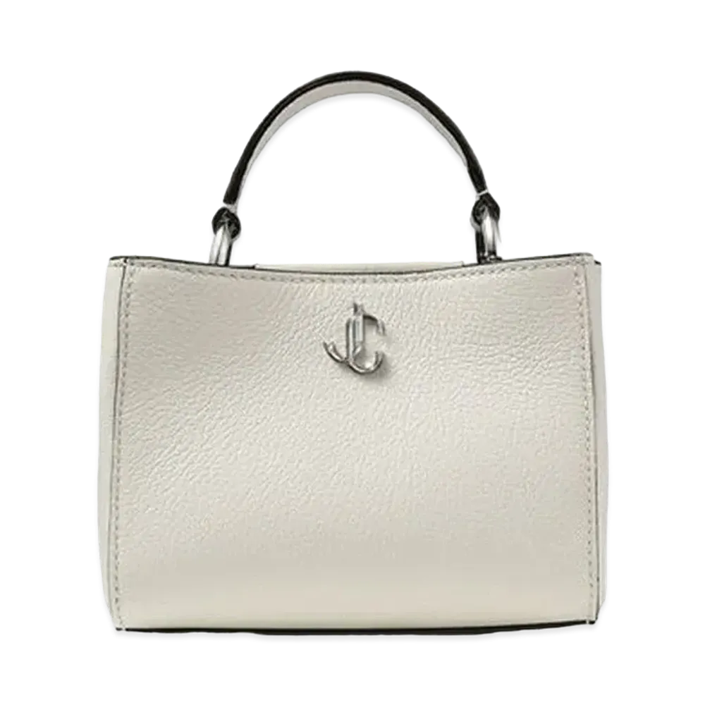 Jimmy Choo Varenne Top Handle Mini City Grainy Calf Leather Top Handle Handbag "Latte"