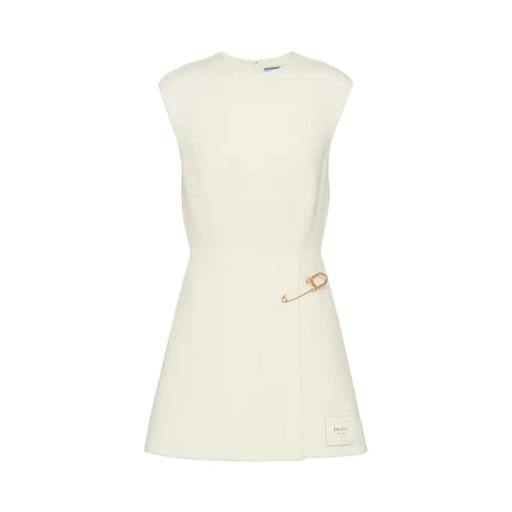 PRADA Women's Washed Twill Minidress with Safety Pin "Ivory"
