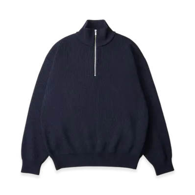 everyone Half Zip Rib Knit Sweater "Navy"