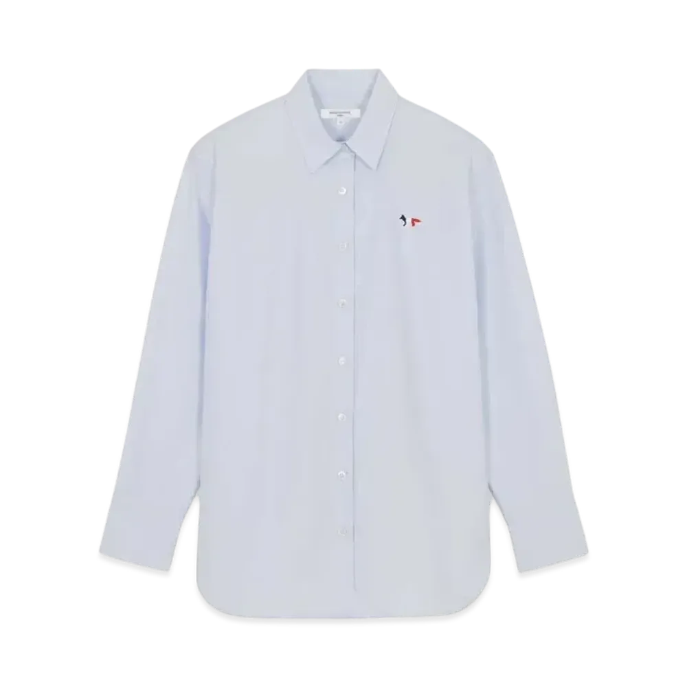 Maison Kitsune Women'S Tricolor Fox Patch Classic Shirt "Light Blue"
