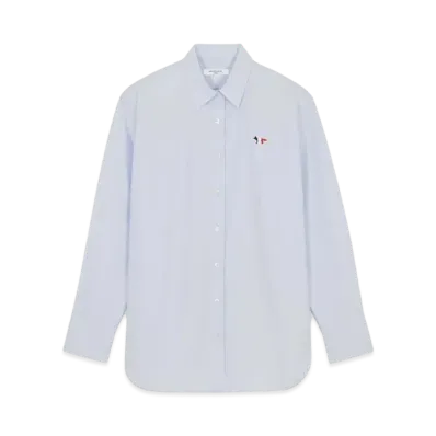 Maison Kitsune Women'S Tricolor Fox Patch Classic Shirt "Light Blue"