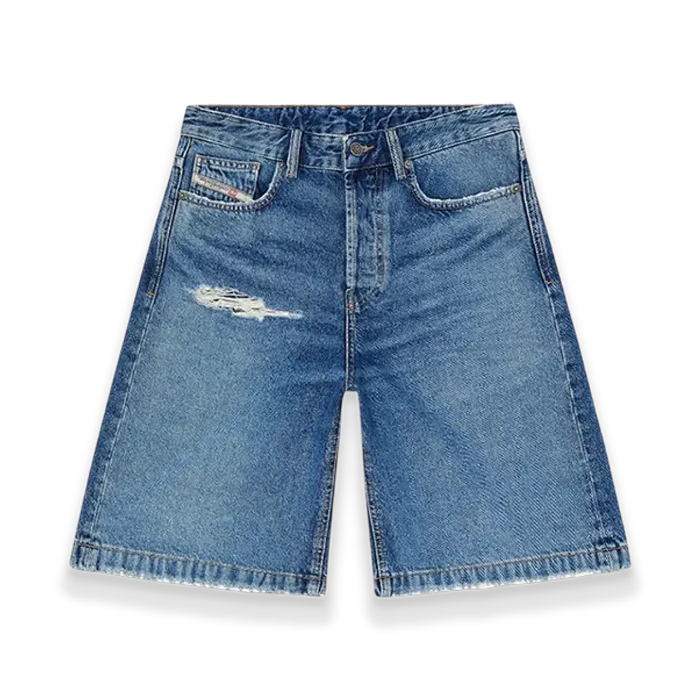 Diesel De-Sire-Short Shorts In Denim With Ripped DetaiLS "Medium Blue"