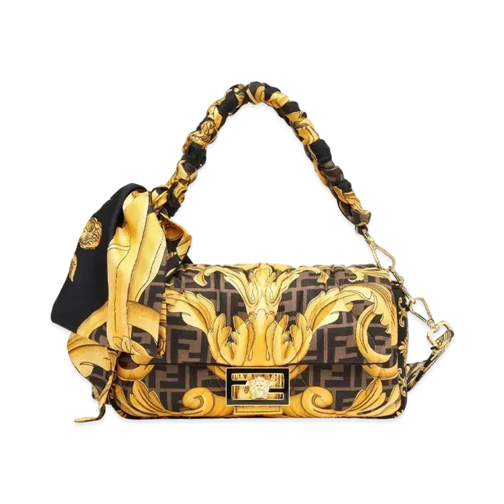 FENDI x Versace Fendace Quilted Black Silk Bag "Black"