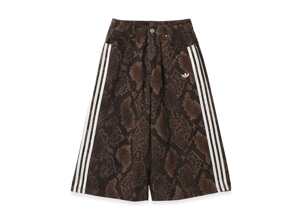 adidas Women's Snake Print Denim Bermuda Shorts "Earth Strata/Aurora Coffee"