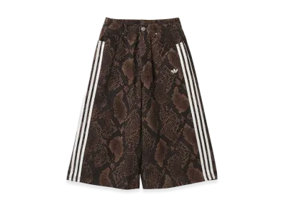 adidas Women's Snake Print Denim Bermuda Shorts "Earth Strata/Aurora Coffee"