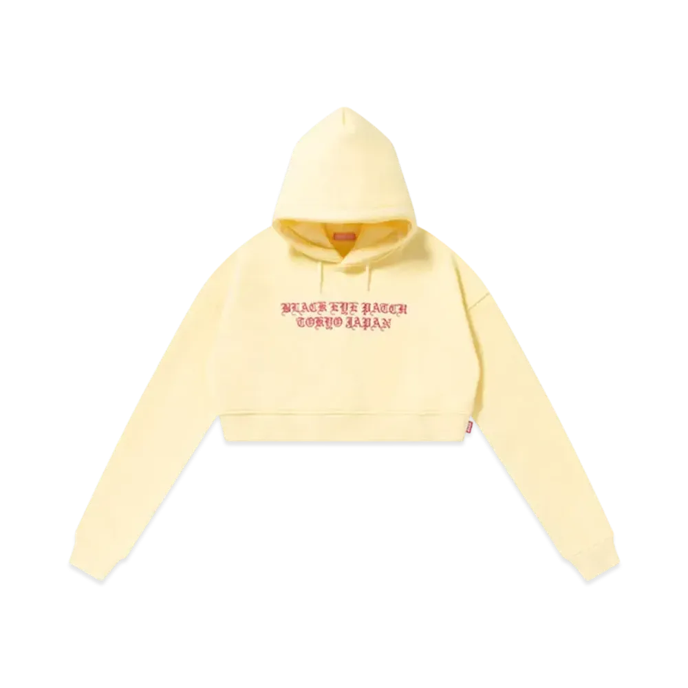 BlackEyePatch Capital Blackletters Cropped Hoodie "Light Yellow"