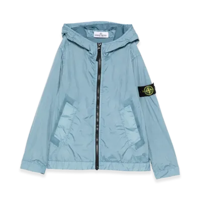 Stone Island Kids Crinkled Effect Nylon Jacket "Light Blue"