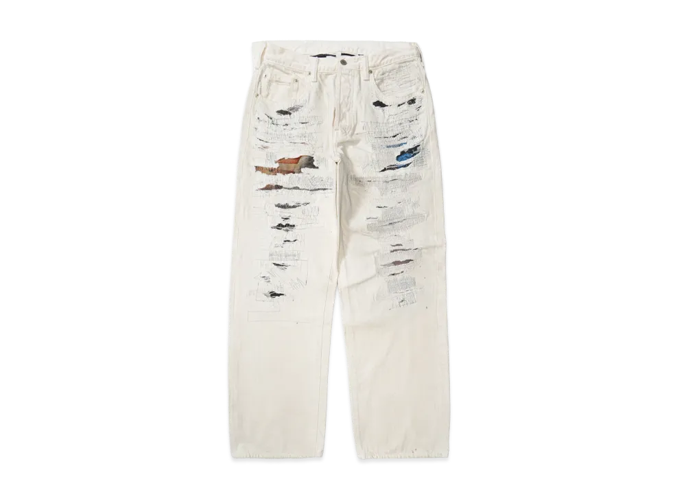 Supreme x MM6 Maison Margiela Distressed Loose Fit Selvedge Jean "White"