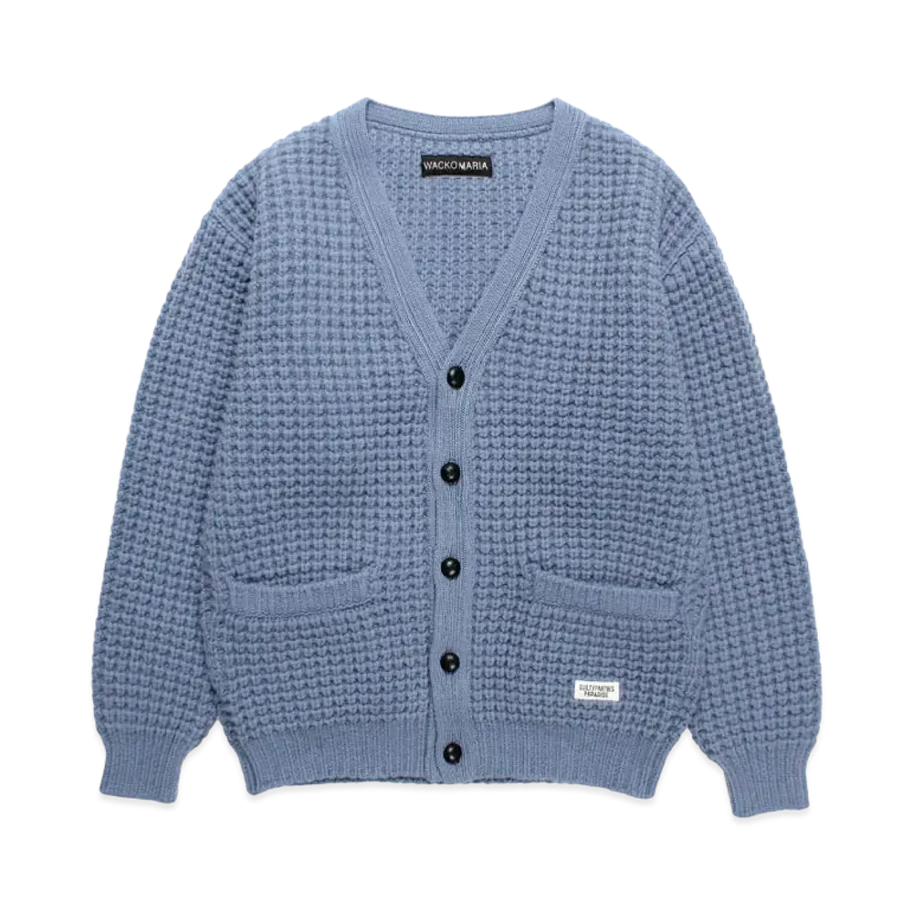 WACKO MARIA Waffle Knit Cardigan "Blue"