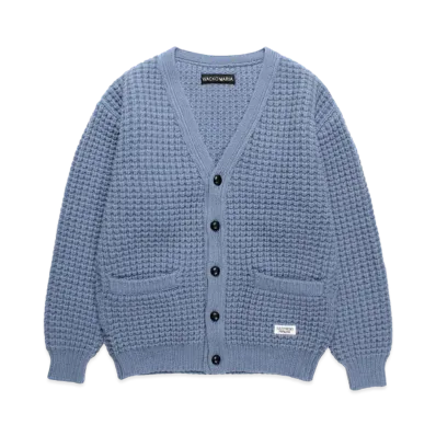 WACKO MARIA Waffle Knit Cardigan "Blue"