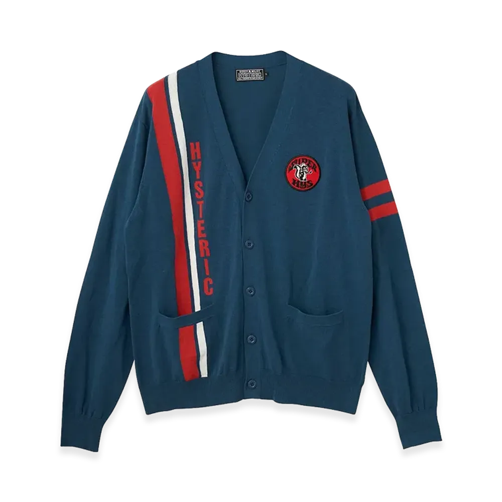 HYSTERIC GLAMOUR Super HYS Patch Cardigan "Navy Other"