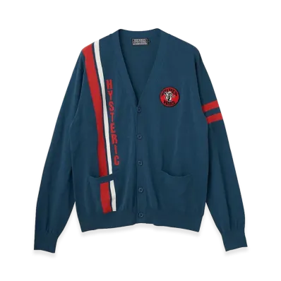 HYSTERIC GLAMOUR Super HYS Patch Cardigan "Navy Other"