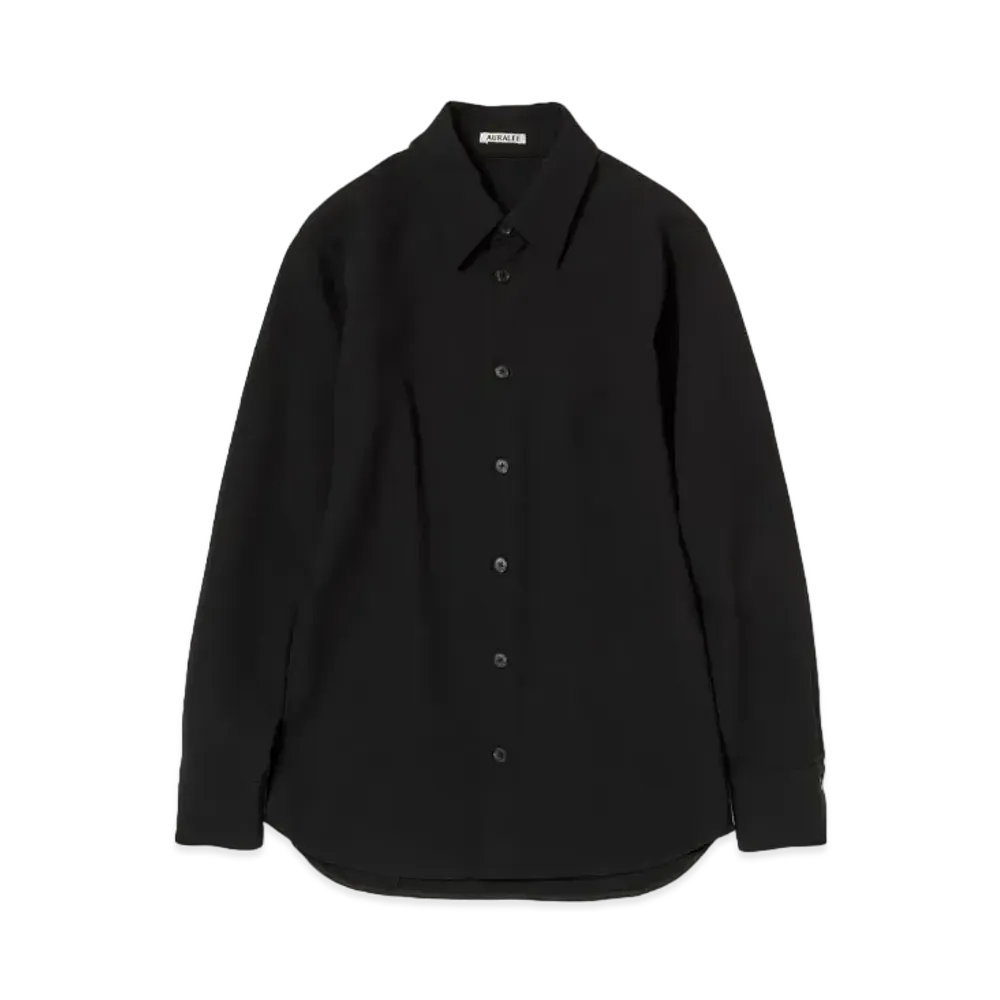 AURALEE Tense Wool Double Cloth Shirt "Black"