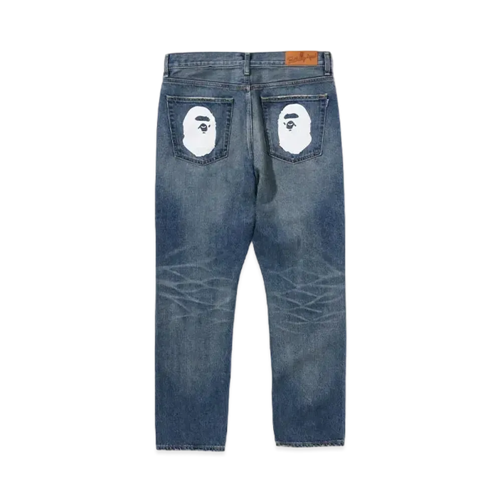 A BATHING APE Ape Head Denim Pants "Light Indigo"