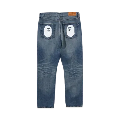 A BATHING APE Ape Head Denim Pants "Light Indigo"