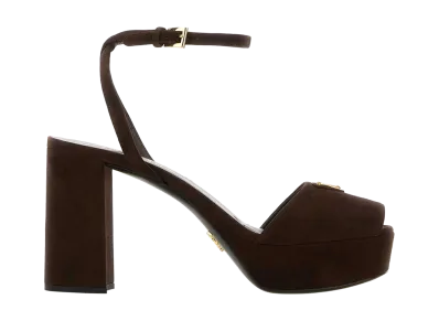 PRADA Women's Suede Sandals "Brown"