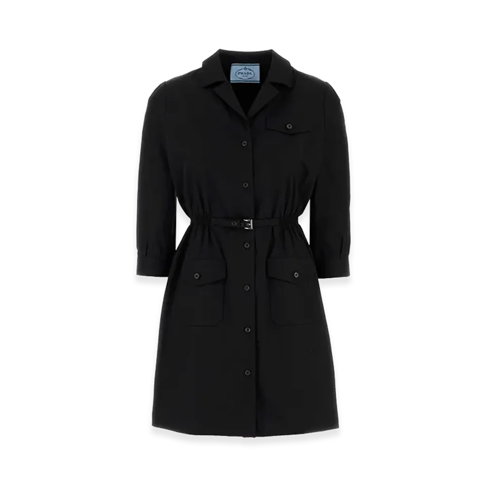 PRADA Women's Poplin Shirt Dress "Black"