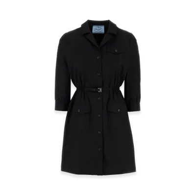 PRADA Women's Poplin Shirt Dress "Black"