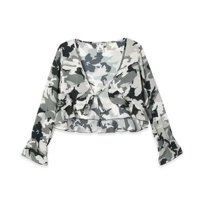 X-Girl Women's Hibiscus Camouflage Blouse "Grey"
