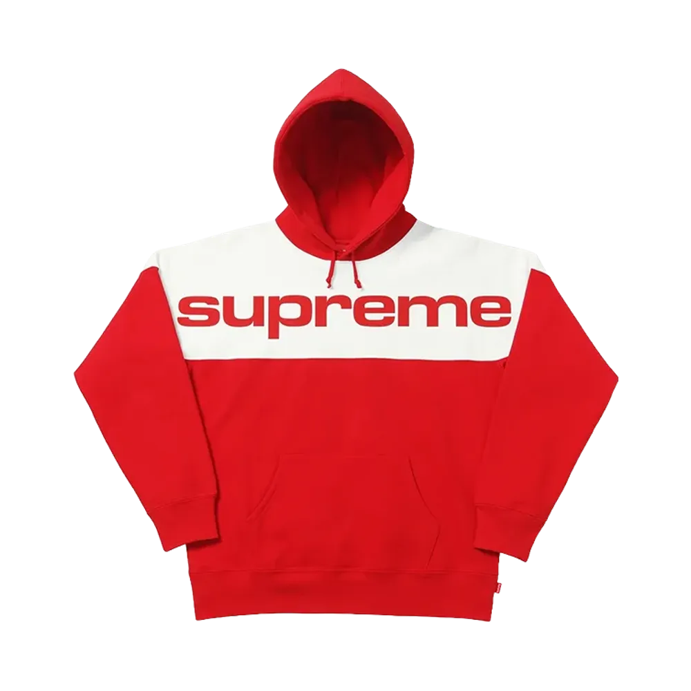 Supreme Blocked Hooded Sweatshirt "Red/White"