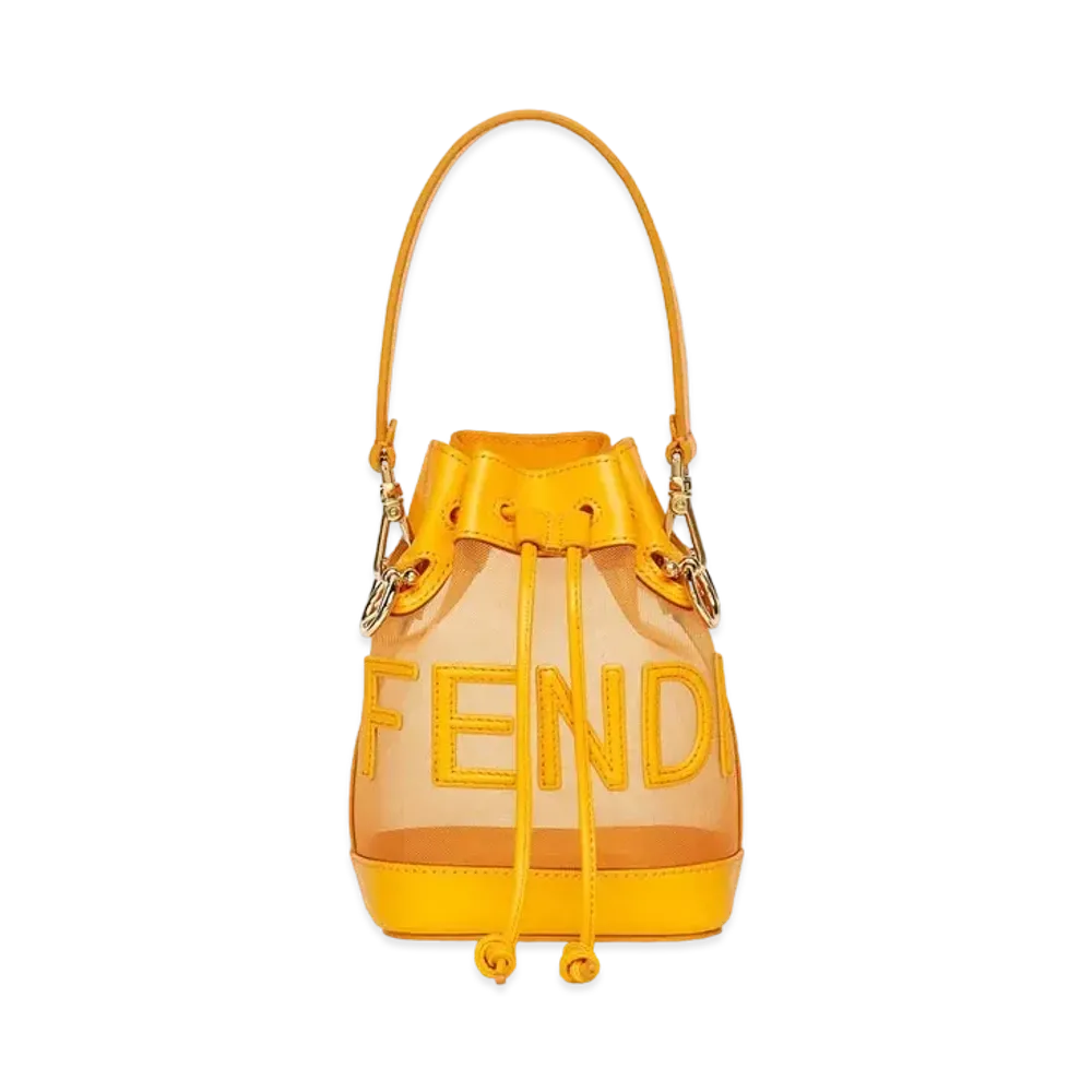 FENDI Mon Tresor Leather And Mesh Mini-Bag "Orange"