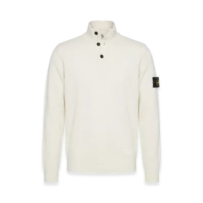 Stone Island Half Button Knit "White"