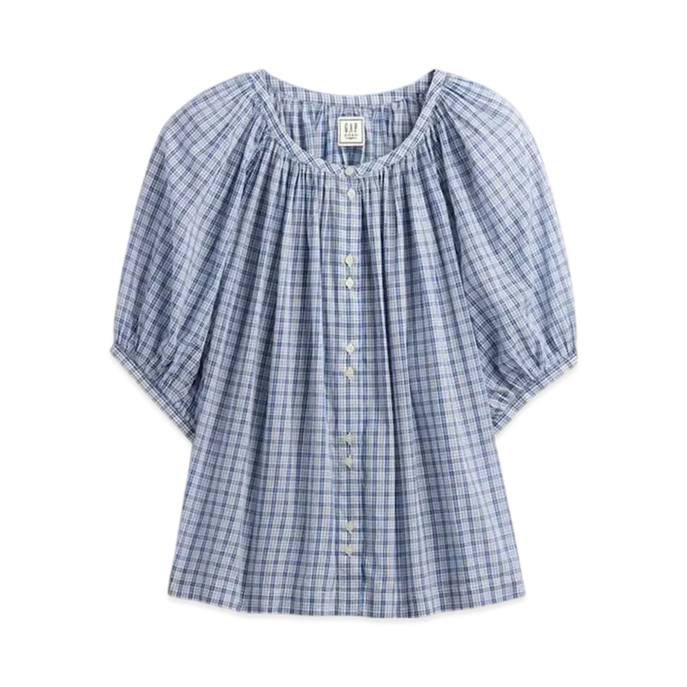 GAP x DOEN Gingham Check Tops "Light Blue Check"