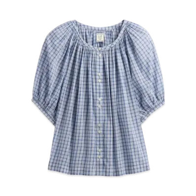 GAP x DOEN Gingham Check Tops "Light Blue Check"