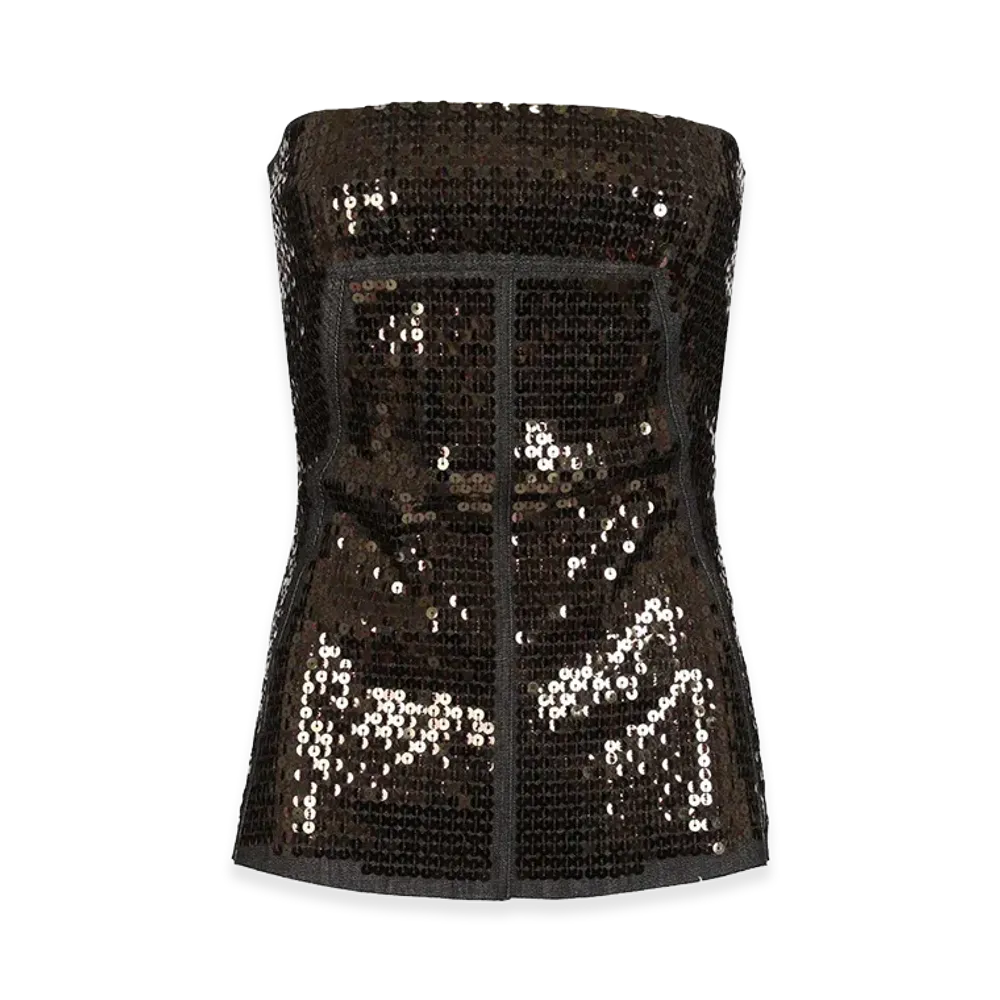 Rick Owens Women's Denim Bustier Top With Sequins "Black"