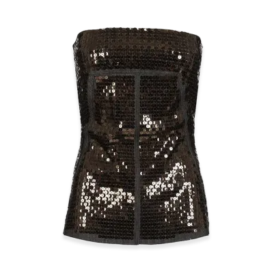 Rick Owens Women's Denim Bustier Top With Sequins "Black"