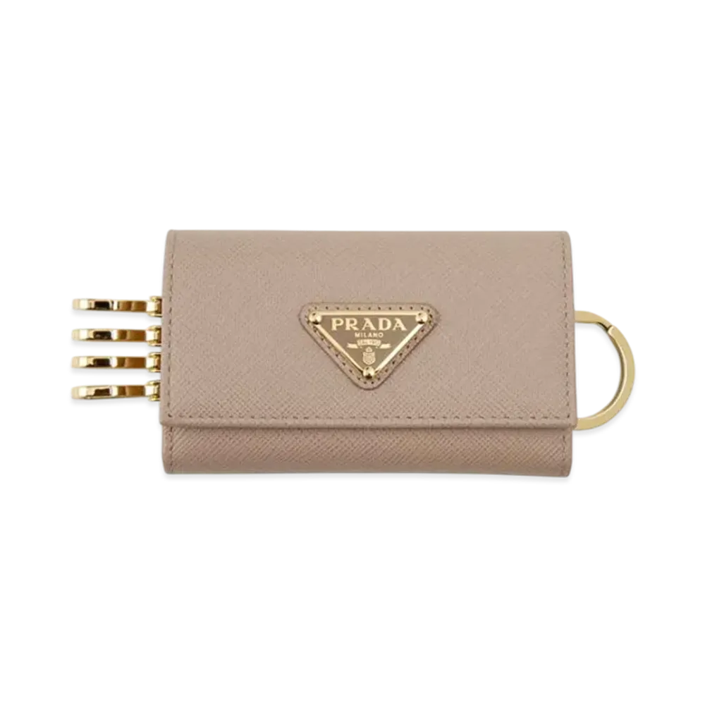 PRADA Womens Pink Beige 4-Hook Key Case "Beige"