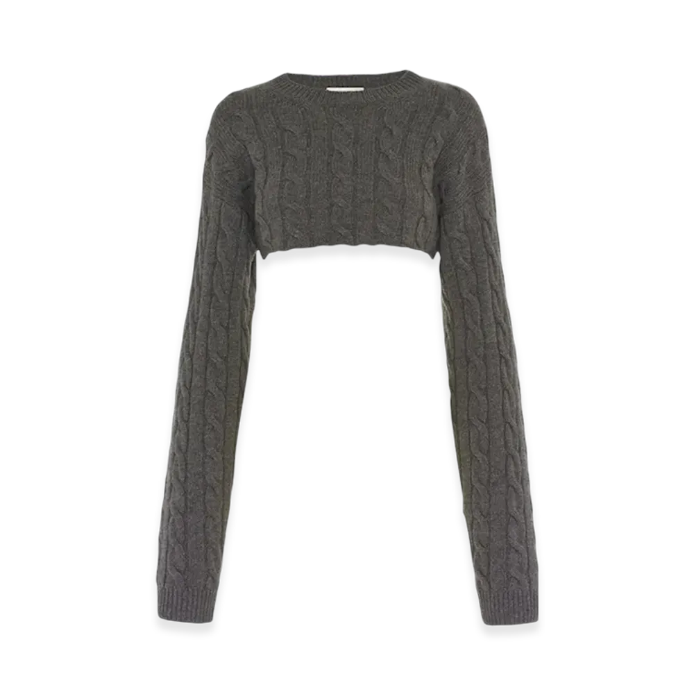 MIU MIU Women's Cropped Cashmere Sweater "Grey"