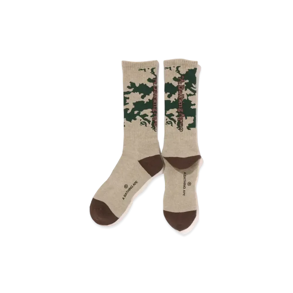 A BATHING APE Woodland Camo Socks "Olivedrab"