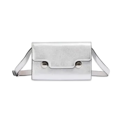 MARNI Trunkaroo Clutch in Leather "Silver"
