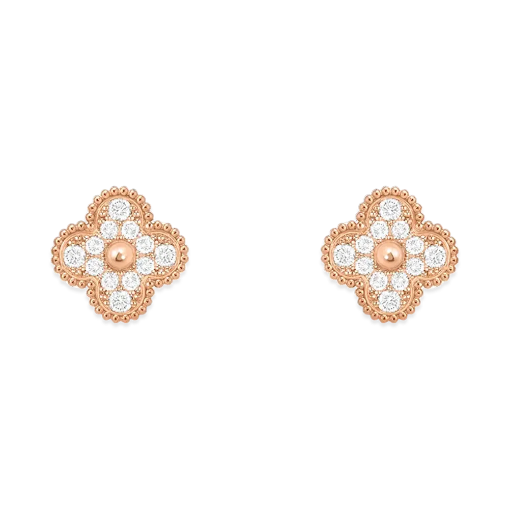 Van Cleef & Arpels Vintage Alhambra earrings "18K Rose gold/Diamond"