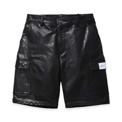NEIGHBORHOOD Leather Cargo Short Pants "Black"
