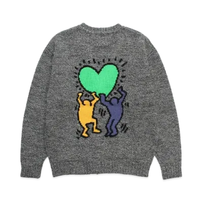 WACKO MARIA x Keith Haring Jacquard Knit Cardigan "Gray"