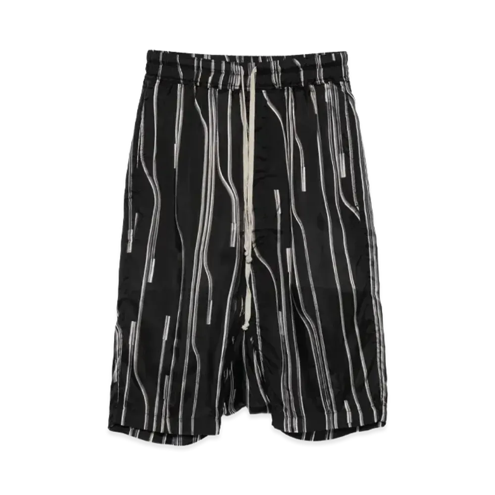 Rick Owens Rick's Pods Stripe-Pattern Drawstring Shorts "Black"